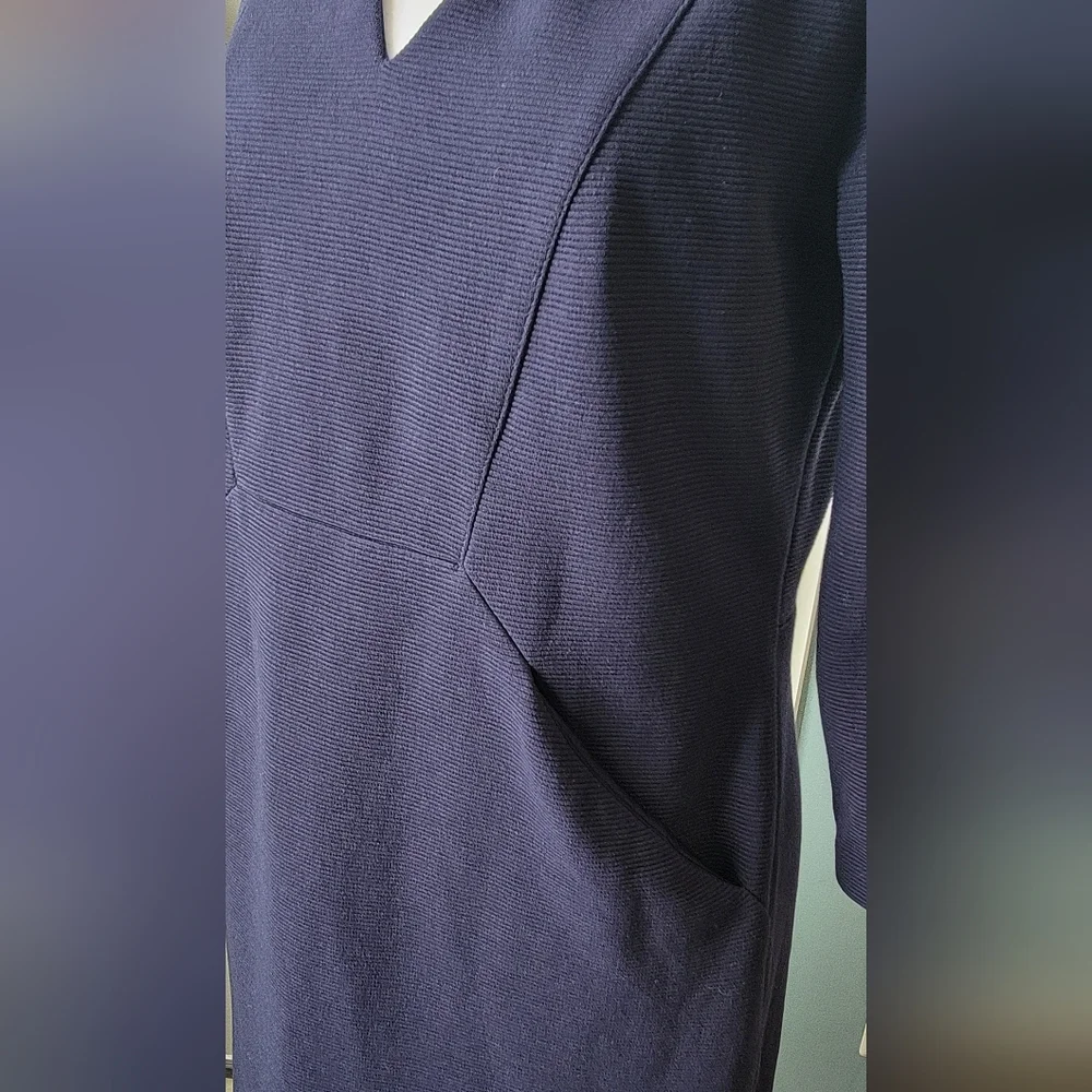 Boden Bronte Ottoman Midi Dress Womens 6 Long (Tall) Navy Blue 3/4 Sleeve Ribbed